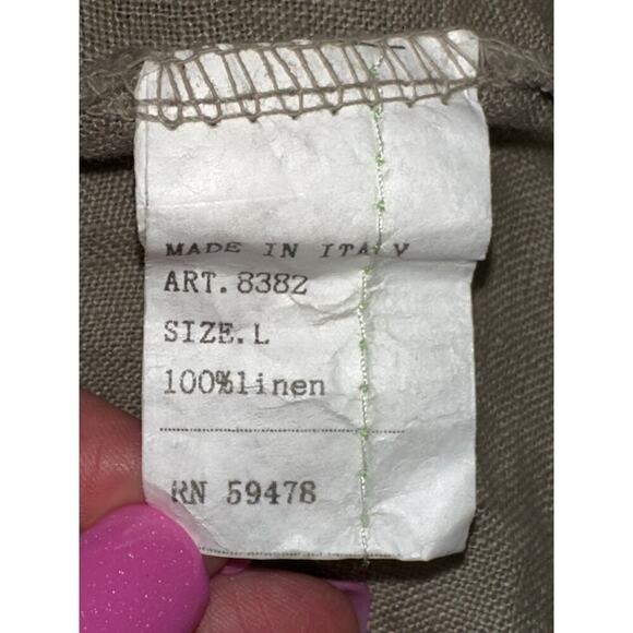 Laura Gotti LinenMaxi Dress Sleeveless Front Split Tan Large Made in ITALY - Picture 5 of 12